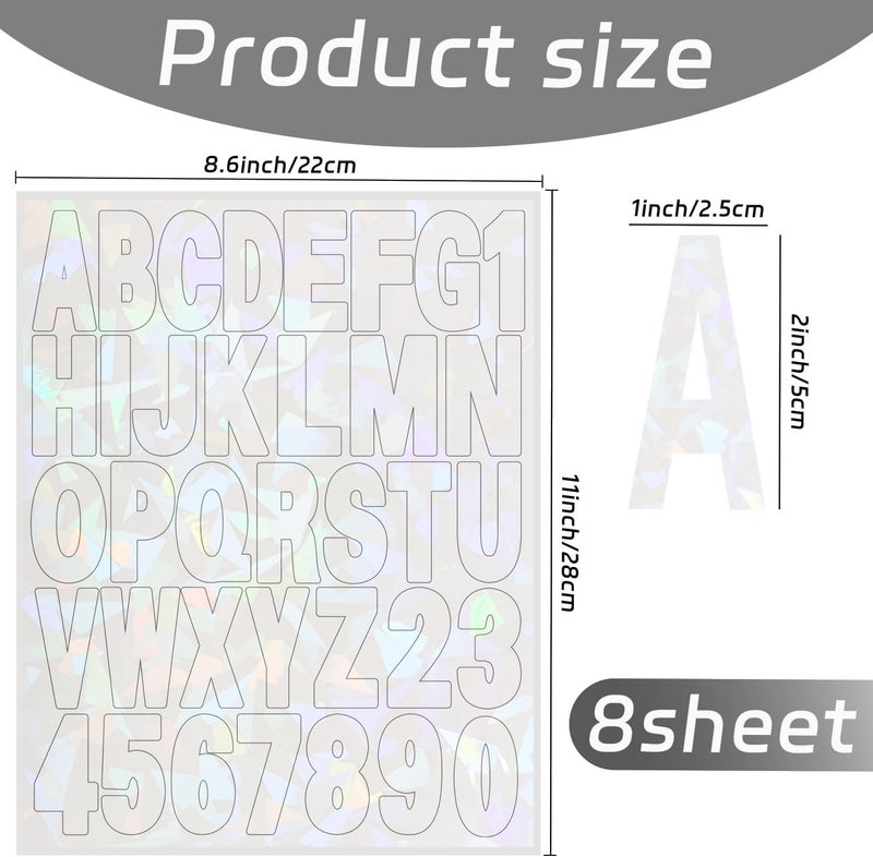 starboling Letter Stickers,2 inch 8 Sheets White Alphabet Sticker,Self Adhesive Vinyl Letter Stickers Mailbox Numbers,for Arts Crafts Outdoor Sign Poster Mailbox Sign Doors Mailboxes Car Truck - Image 2